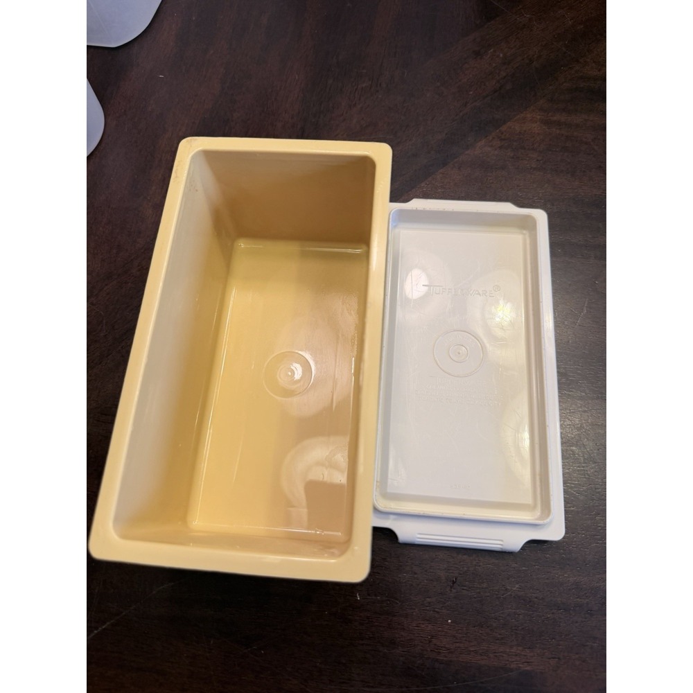 Vintage Tupperware Butter Cheese Dish Keeper Gold Top 638–10 Tan Bottom 639–10